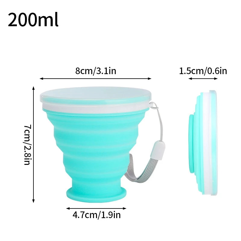 300ml Outdoor Silicone Folding Cup with Lid Camping Gadgets