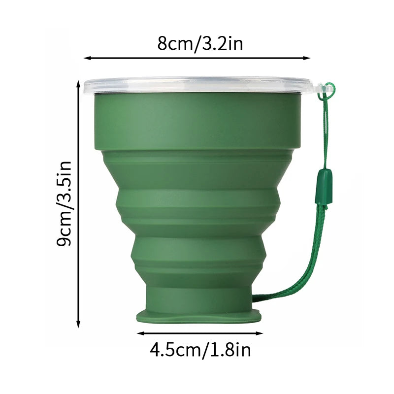 300ml Outdoor Silicone Folding Cup with Lid Camping Gadgets