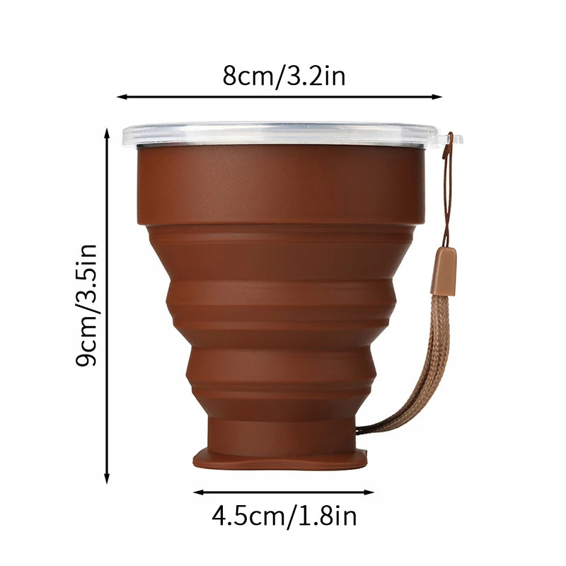 300ml Outdoor Silicone Folding Cup with Lid Camping Gadgets