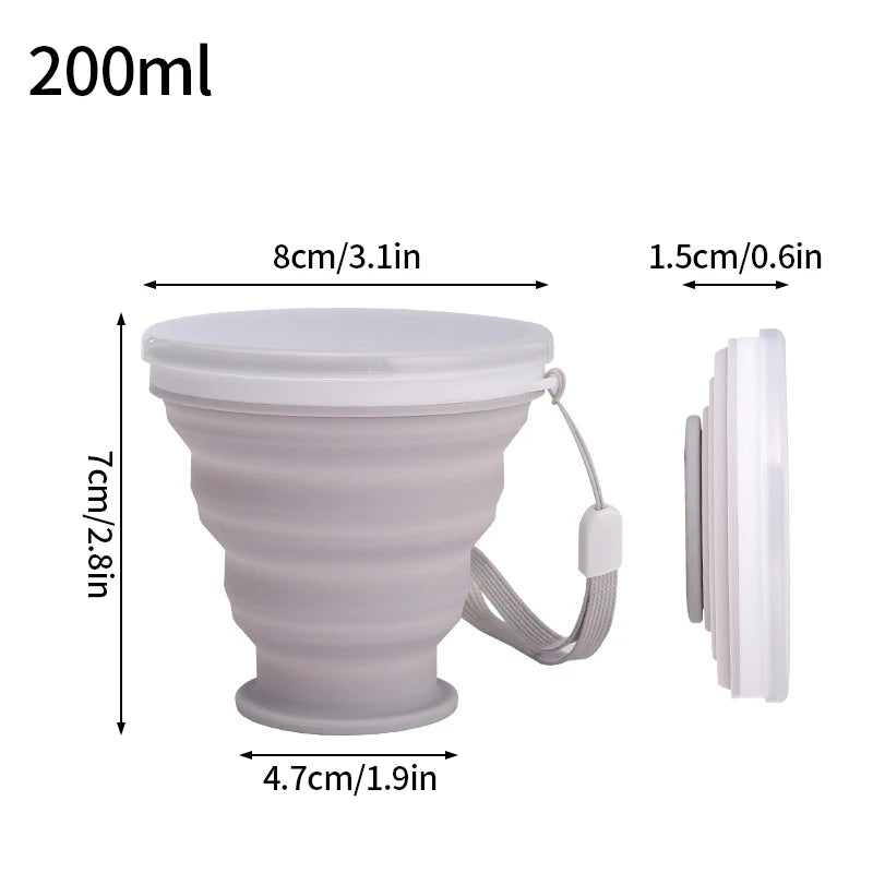 300ml Outdoor Silicone Folding Cup with Lid Camping Gadgets