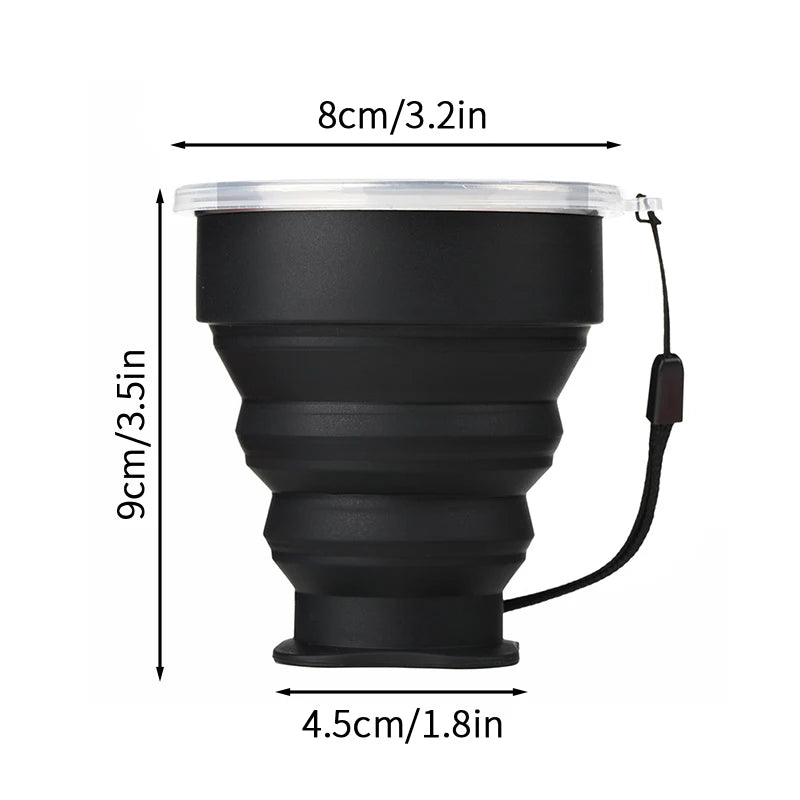 300ml Outdoor Silicone Folding Cup with Lid Camping Gadgets