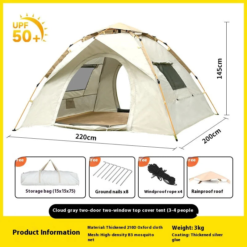 Portable Outdoor Folding Tent Fully Automatic Quick Opening Tent 3-4 Person with rainproof top