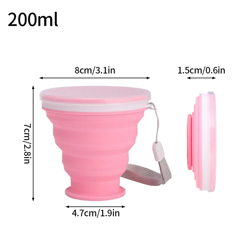 300ml Outdoor Silicone Folding Cup with Lid Camping Gadgets