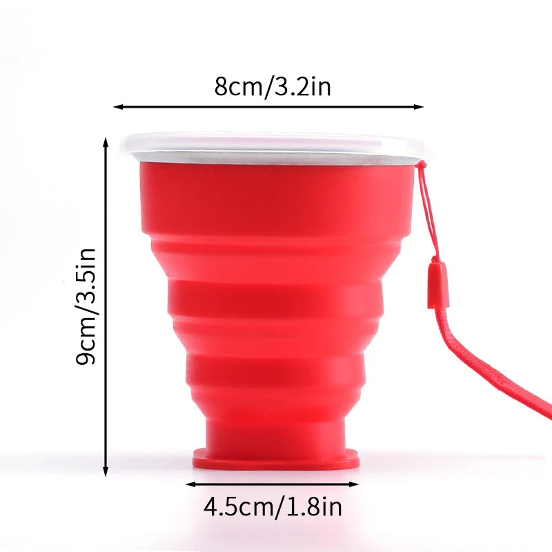 300ml Outdoor Silicone Folding Cup with Lid Camping Gadgets