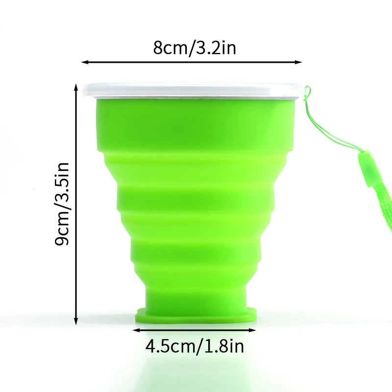 300ml Outdoor Silicone Folding Cup with Lid Camping Gadgets