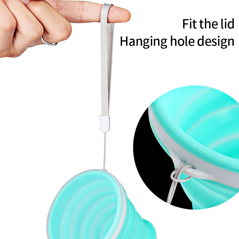 300ml Outdoor Silicone Folding Cup with Lid Camping Gadgets