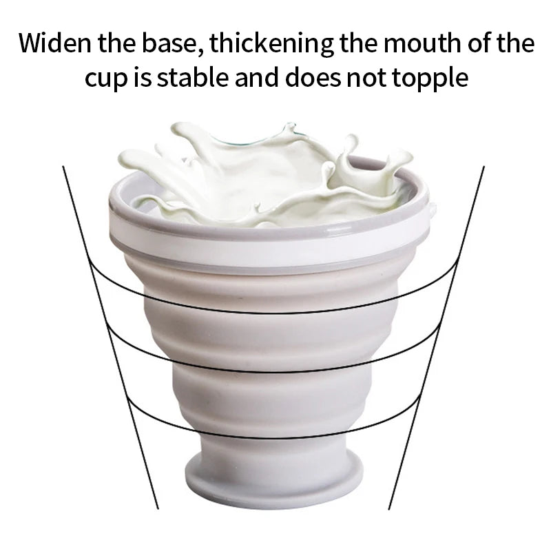 300ml Outdoor Silicone Folding Cup with Lid Camping Gadgets