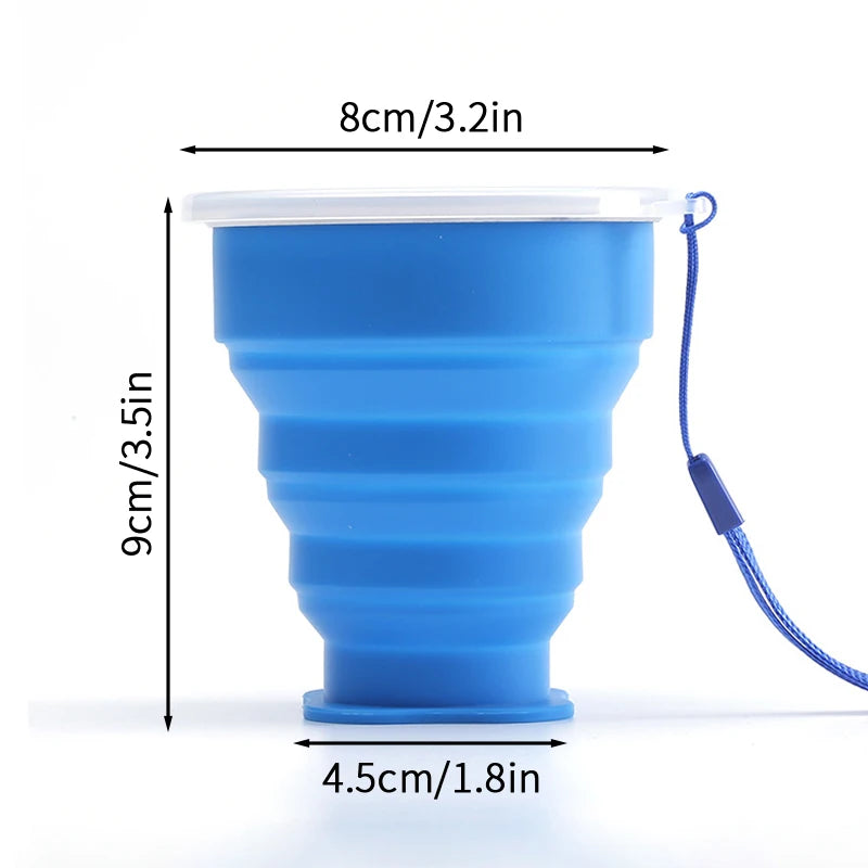 300ml Outdoor Silicone Folding Cup with Lid Camping Gadgets