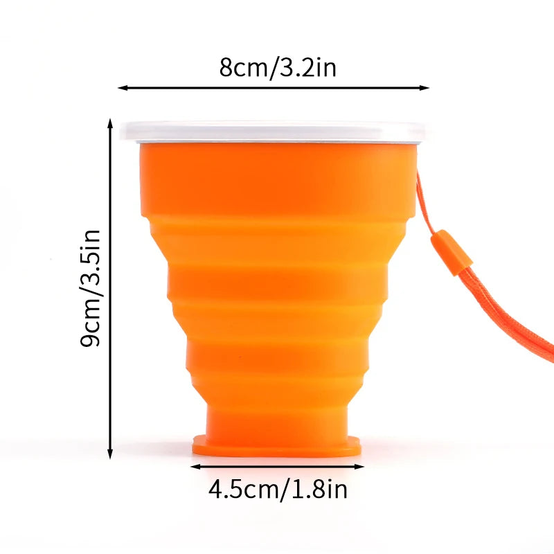 300ml Outdoor Silicone Folding Cup with Lid Camping Gadgets
