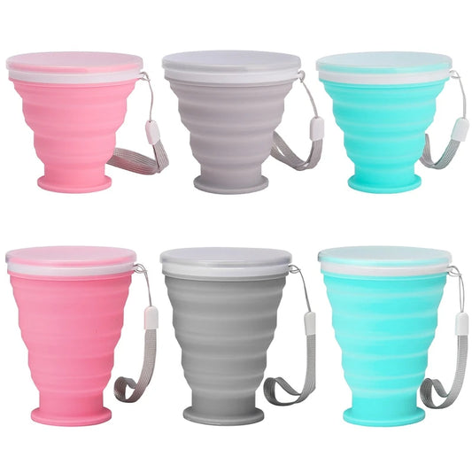 300ml Outdoor Silicone Folding Cup with Lid Camping Gadgets